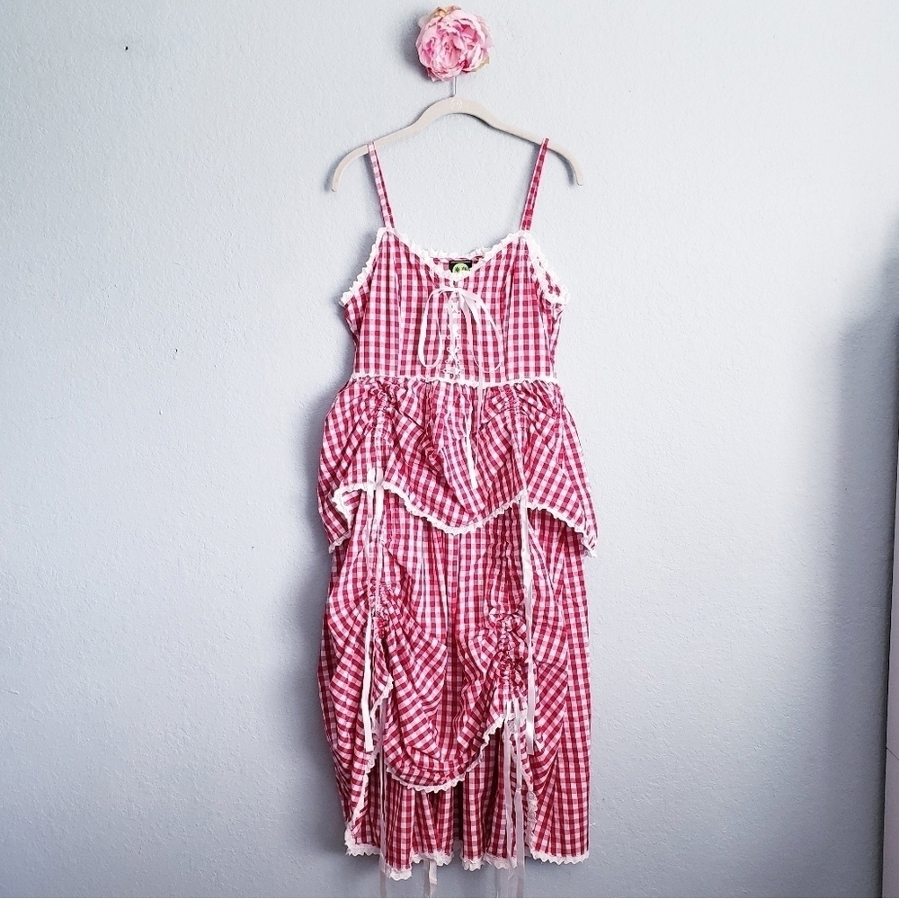 Tunnel Vision Red and White Gingham Convertible Beatrice Dress